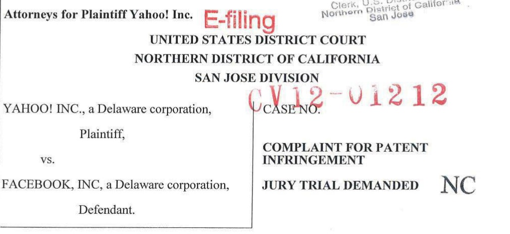 Yahoo sues Facebook for infringing on the social networking patent !