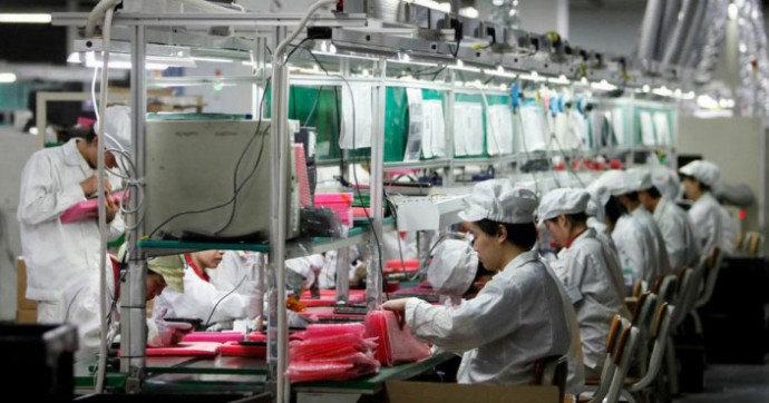 Workers assembling iPhone 