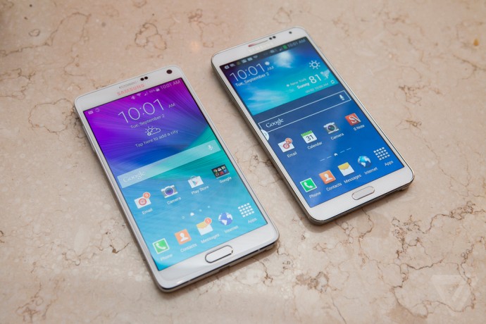 The device is sleeker and edgier than the Note 3. Image Credit: The Verge