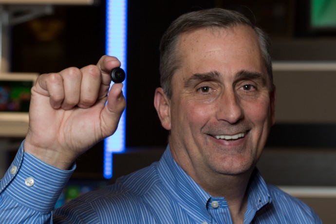  CEO Brian Kraznic with the Intel Curie Prototype