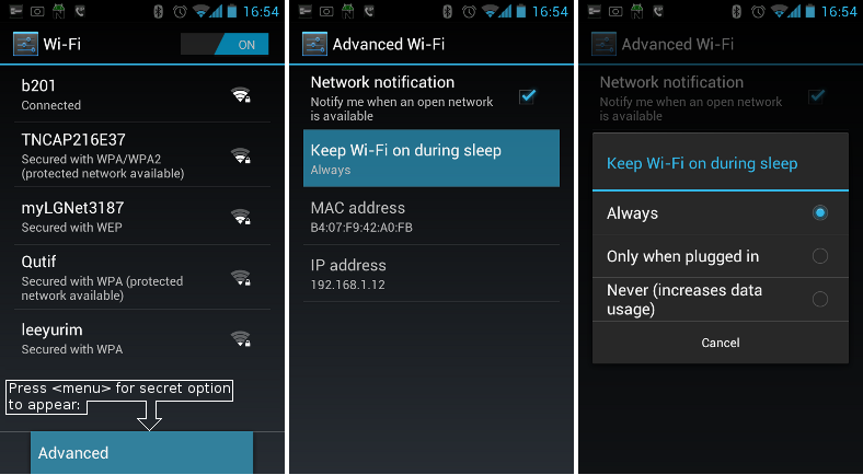 wifi on android