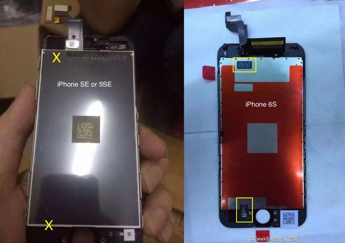 Alleged iPhone SE next to iPhone 6s
