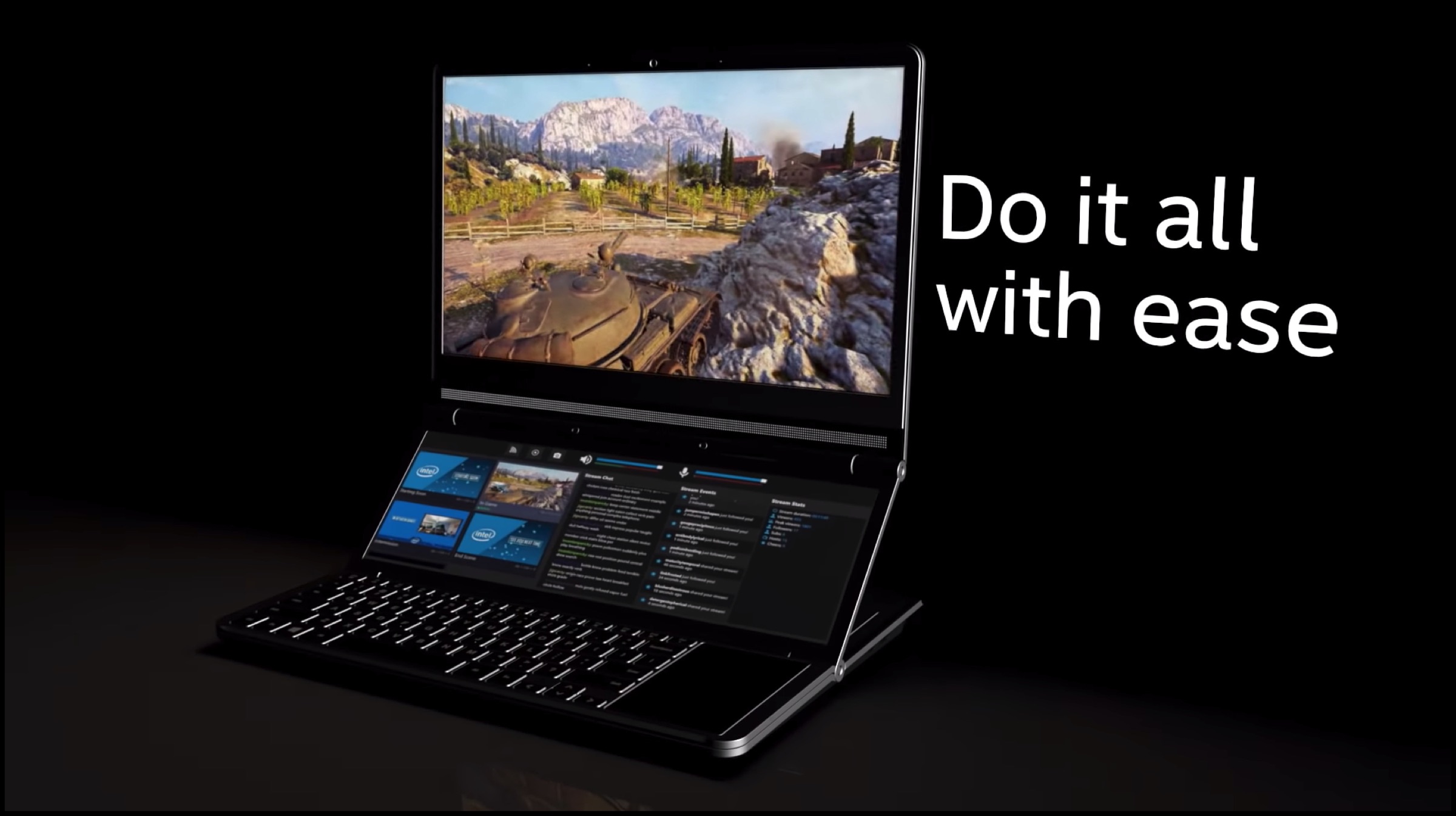 Intel’s Showcases Twin Screen Gaming Laptop At Computex 2019